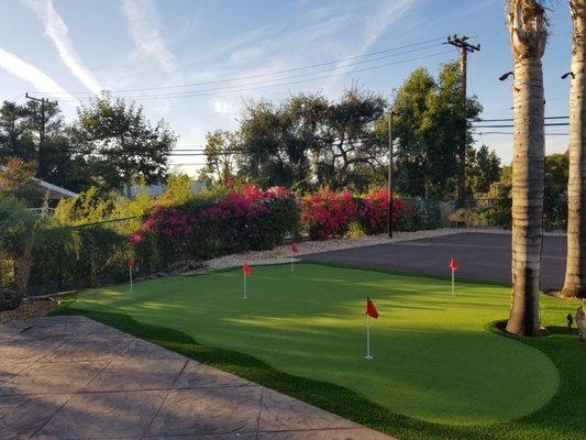 Future Turf installed a 600 square foot artificial grass putting green in Thousand Oaks.