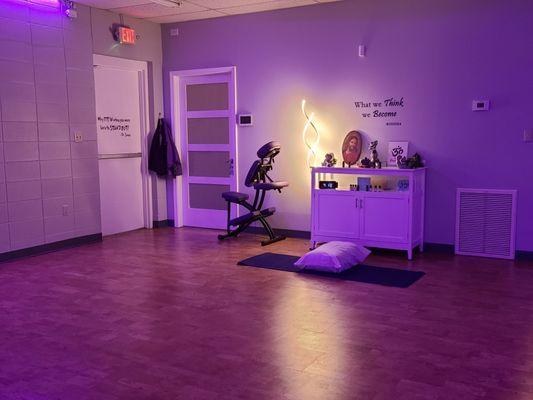 Walk through the Yoga Room to one of our Massage Room.