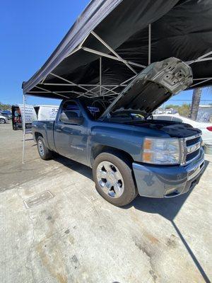 Silverado being prepped for a full detail