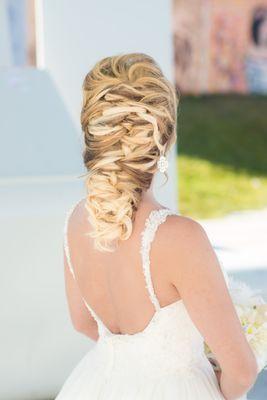 Blonde, braided, down hair style