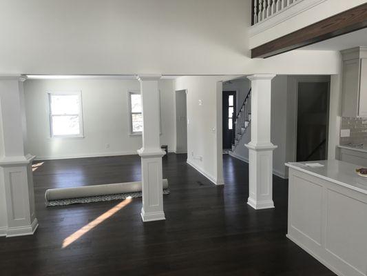 Interior painting with custom wood finishing