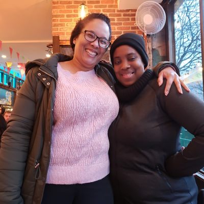 Staff members Helen and Evelia.  Enjoying lunch after a fun day of professional development.