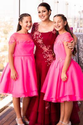 Cohen Bat Mitzvah at Mr. C's Beverly Hills August 2018. #styledbysamantha in customized gowns made just for them.