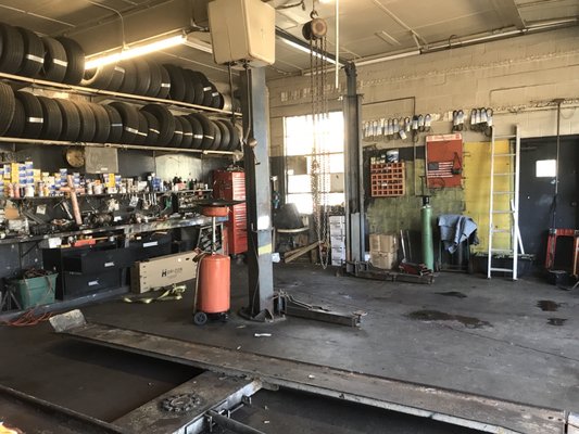 Car repair bays with lifts