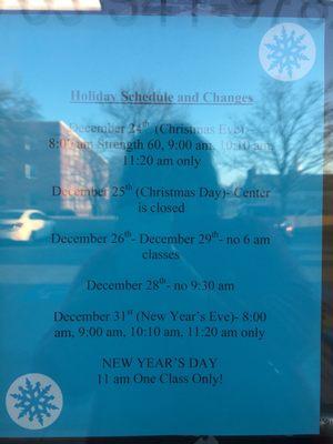 Holiday schedule