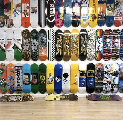 We always have a large variety of skateboards.