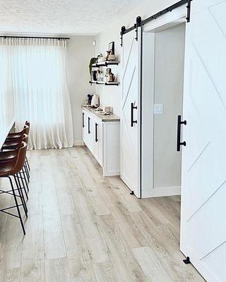 Barn Doors and coffee station