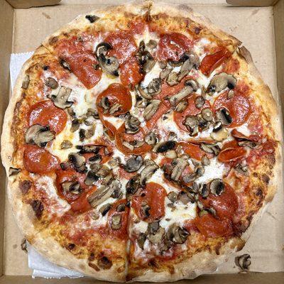 Build-your-own pizza with pepperoni and mushrooms