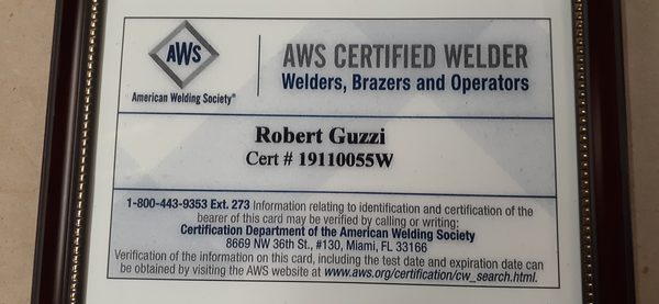 current AWS welding certification for TGAW (tig) and GMAW (mig)