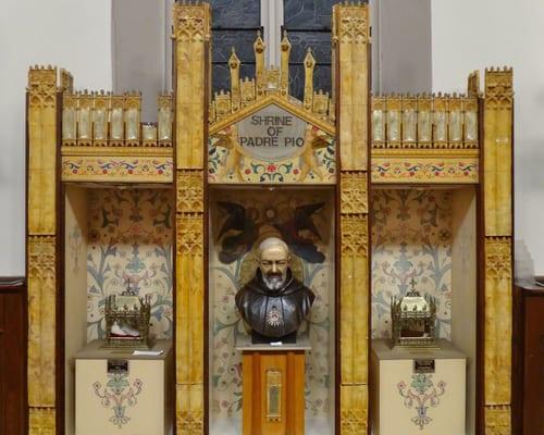 Shrine of St. Padre Pio located within the Church Sanctuary.