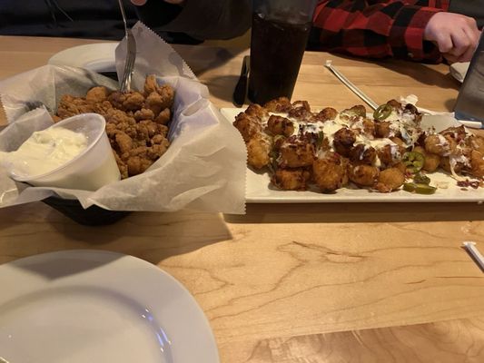 Totchos and jalapeño poppers.