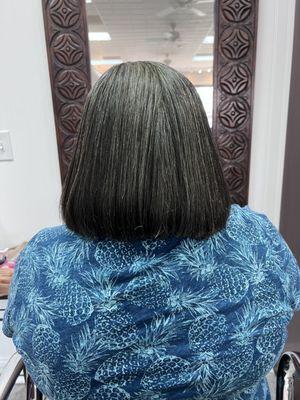 Sleek and smooth bob haircut.