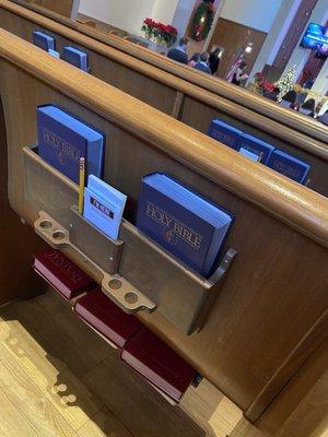 Hymns have own spot ( red books)