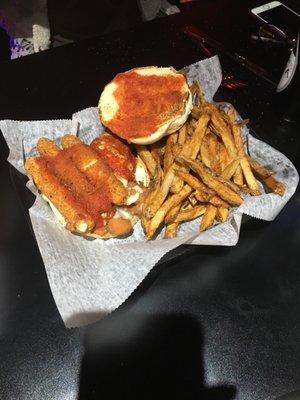 Chicken park with fries