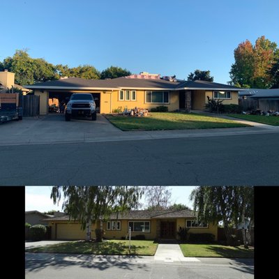 Out with the old; in with the new roof/gutters.