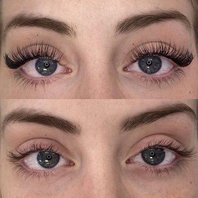 Classic lashes on super full natural lashes !