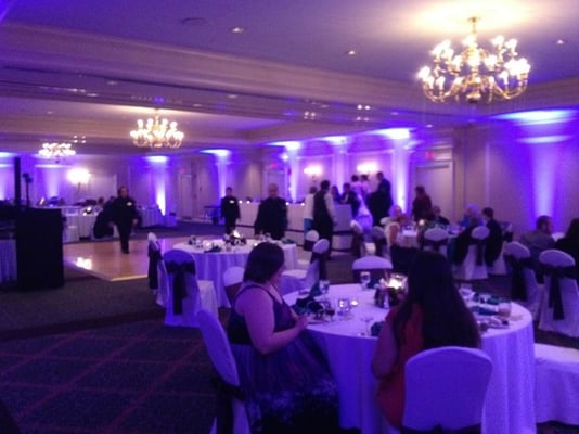 One of our many set ups with wireless Uplighting.