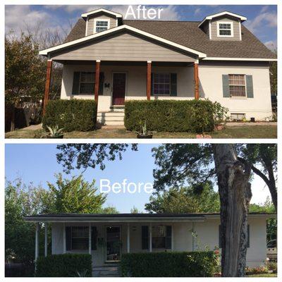 Before and after new steeper roof