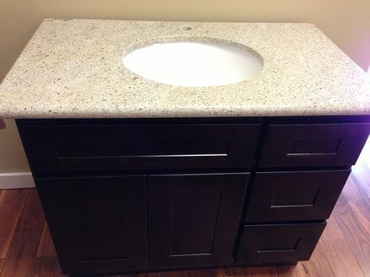 Mocha Shaker vanity base with drawer