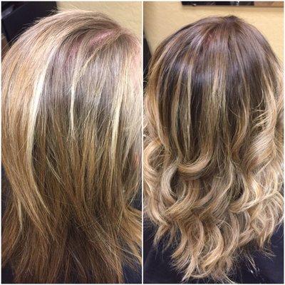 Before & After. Hair painting; balayage/ombré