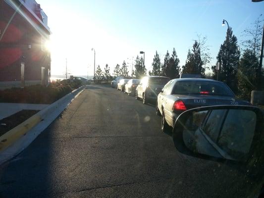 Long line for the car wash