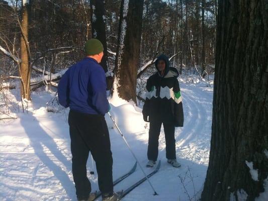 Xc skiing and disc golf trail juncture