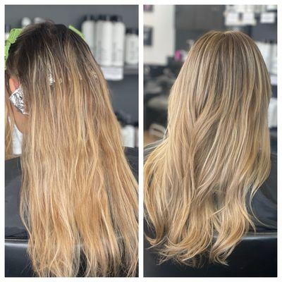 Full head of highlights and toner with a trim by Renee