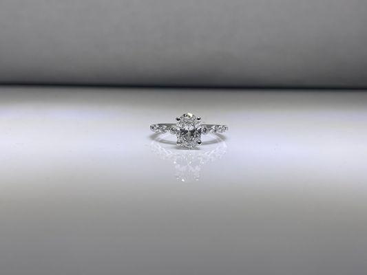 1.20ct lab created oval center in 14k white gold