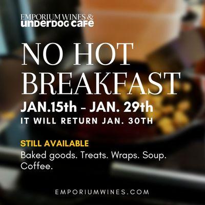 Hot Breakfast is taking a break. It will return on January 30th. Enjoy all of our other offerings in the meantime.