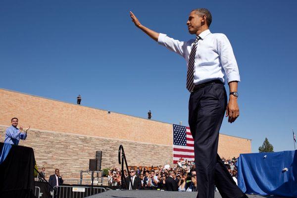 Obama delivers remarks on the American Jobs Act at Abraham Lincoln High School on Sept, 2011.