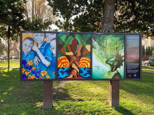 Temporary art display before the city finalized the name Chochenyo Park