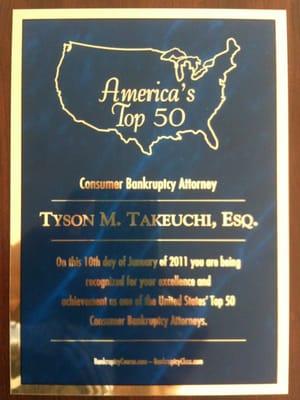 America's Top 50 Bankruptcy Attorney Award.