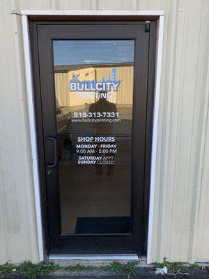 Front door of our shop