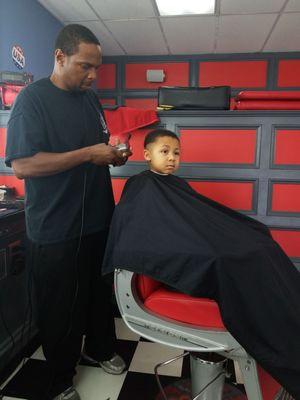 Vernon working it, in the process of creating a fade for my little man!