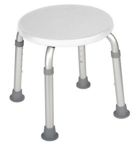 Shower stool.  Aluminum frame is lightweight, durable and corrosion proof. Impact-resistant, composite seat.