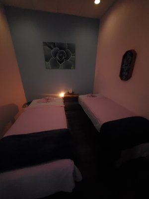 Our second couples room with brand new locally handcrafted massage tables.