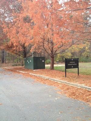 Course entrance from softball lot