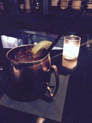 Moscow Mule (Absolut vodka, ginger beer, and lime)