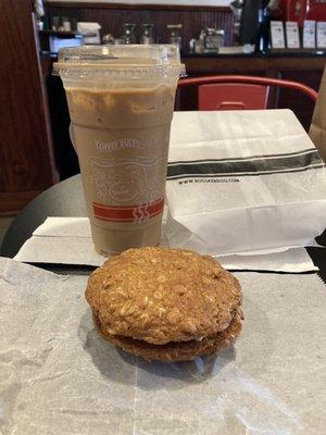 Vanilla iced latte and oatmeal whoopie pie