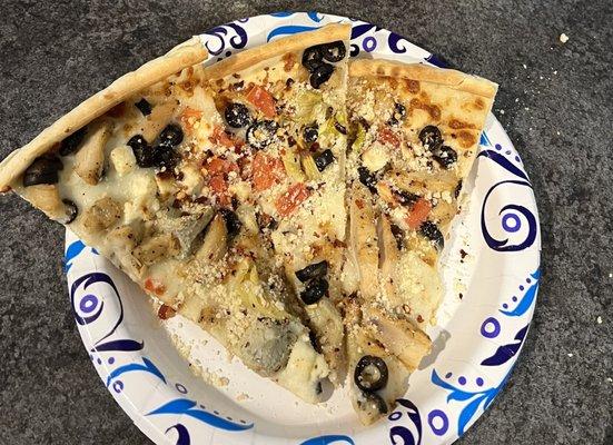 Greek pizza with Parmesan and peppers