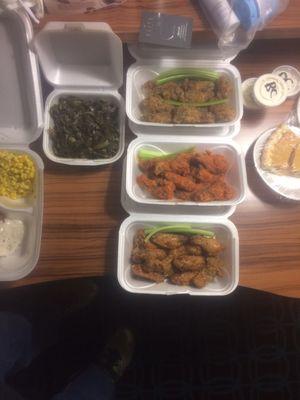 Collard greens and chicken wings