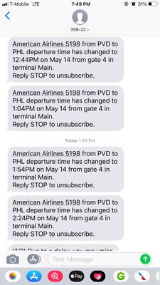 Just a text from AA on the flight delay. This is not all the delays, they are just minimizing the texts.