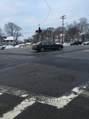 Oakdale Square of Dedham -- Cedar & River Streets, Dedham               Blinking Light