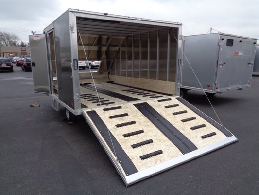 2023 Sno Pro Hybrid Snowmobile Trailer, rear ramp door.