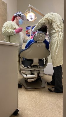 Tooth extraction, by the amazing Dr. Sharma and her amazing dental assistant!