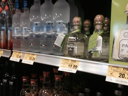 Small bottles of Patron n Grey Goose at good prices