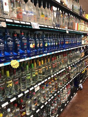 Large assortment of flavored vodka