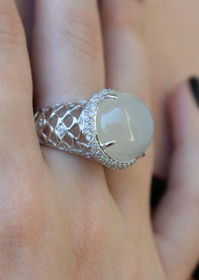 Moonstone Ring with Diamonds