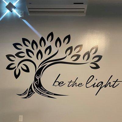 "Be the light" at Halo Hot Yoga.