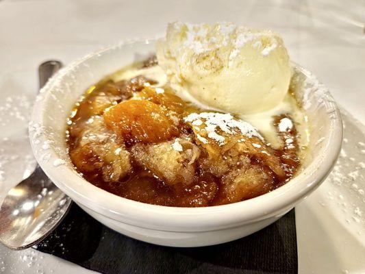 Peach Cobbler with Vanilla Ice Cream